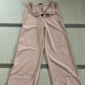 ✨ Zara High Waist Wide Leg Trousers - Beige (L)